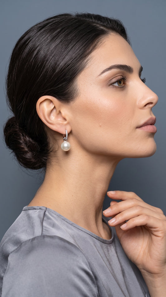 Elegant Pearl Hoops Earrings