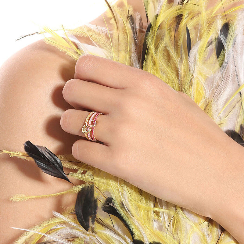 Symphony Stacks Ring - Three Layers Pink