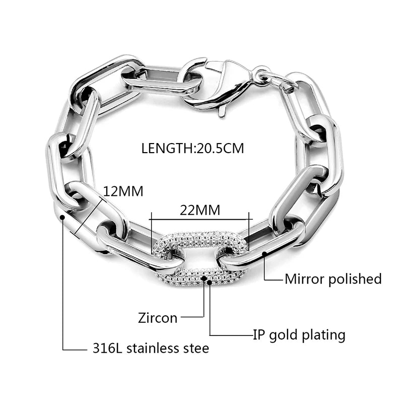 Crystal Stones Link Chain Bracelet