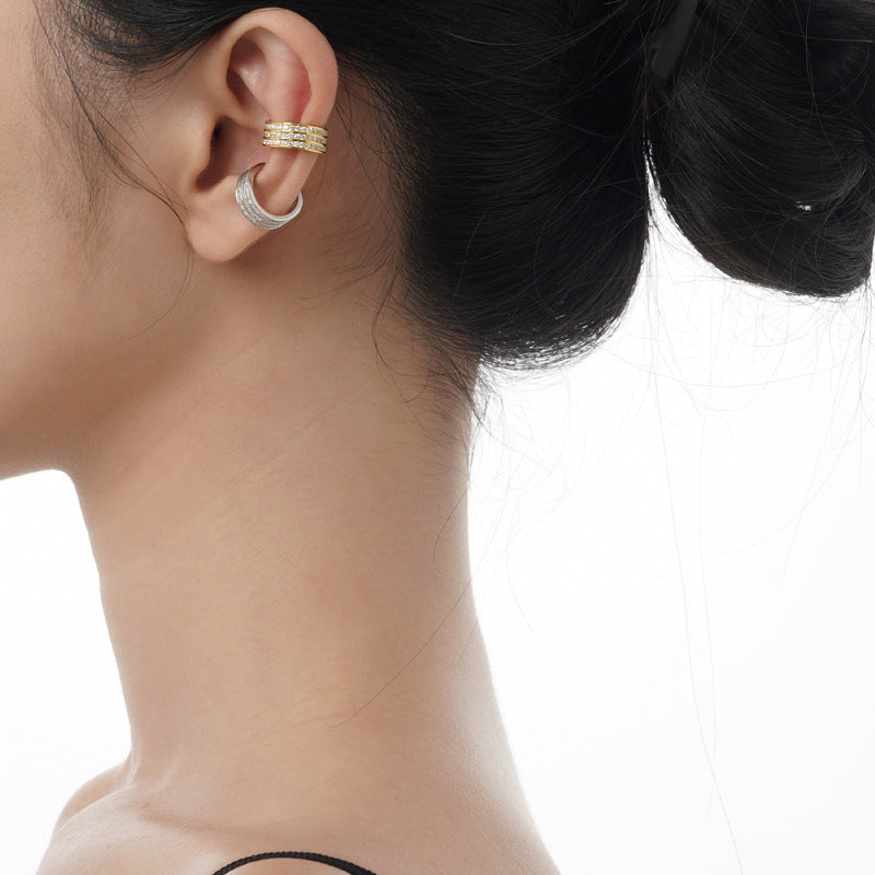 Super Flash Non Tarnish  Cubic Zircon Hoop Ear Cuff (One Piece)