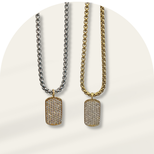 Brass Zircon Charm Necklace