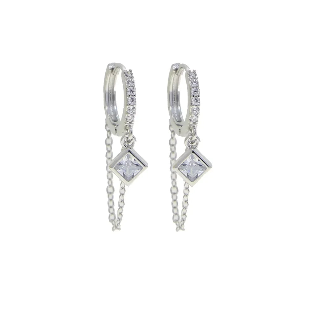 Geo-Chain Dangle Hoop Earrings