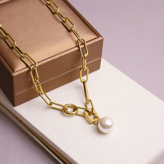 Freshwater Pearl Pendant Chain Necklace