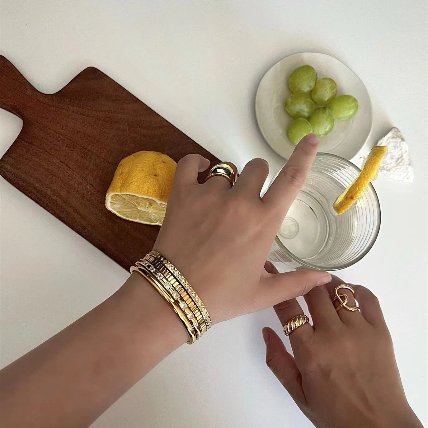 Thin Trendy Chic Gold Color Simple Shape Bracelet Bangle