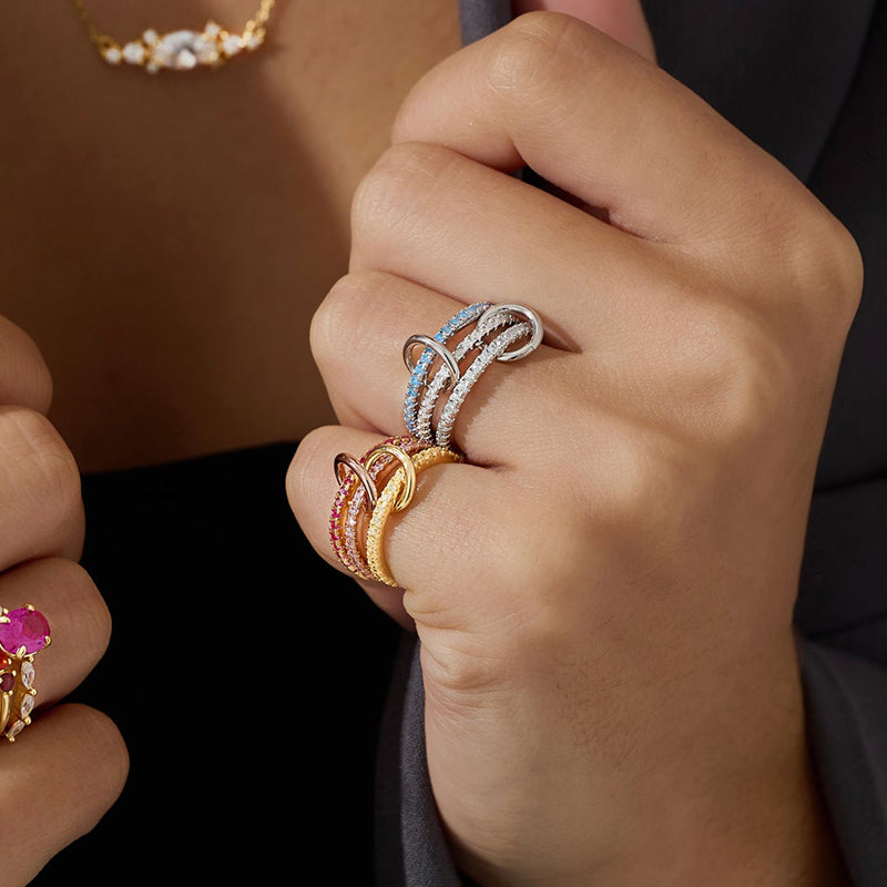 Symphony Stacks Ring - Three Layers Pink