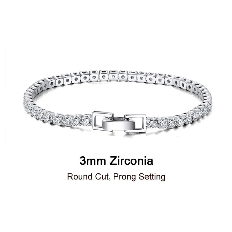 Tennis Cubic 3.0 mm Zirconia Bracelet - Fold Over Clasp