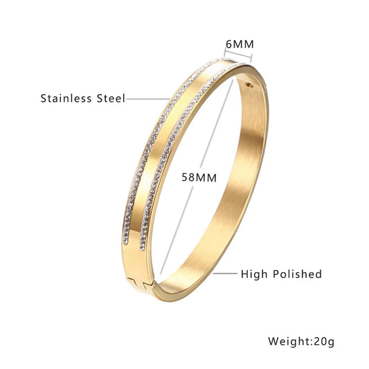 Shiny Zircon Double Row Diamond Bangle