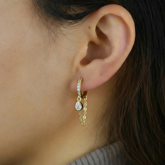 Dewdrop Dangle Hoop Earrings