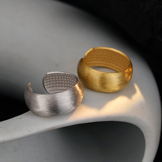 Korean Design Geometric Brushed Ring