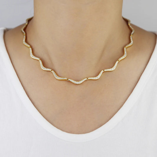 Wave Sparkle Choker Necklace