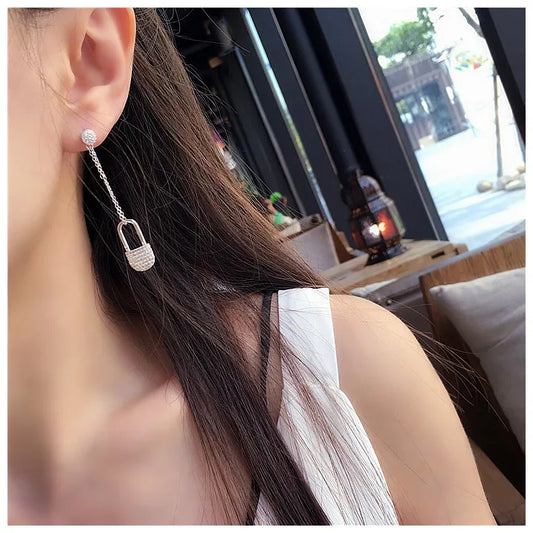 Lock & Chain Drop Earrings