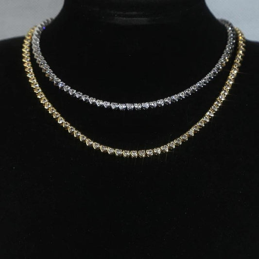 Tennis - Heart Choker Various Shaped Bezel CZ Tennis Necklace