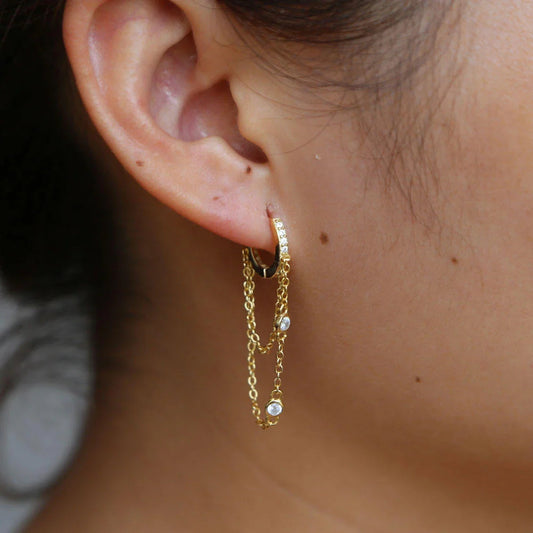 Waterfall Pave Dangle Hoop Earrings