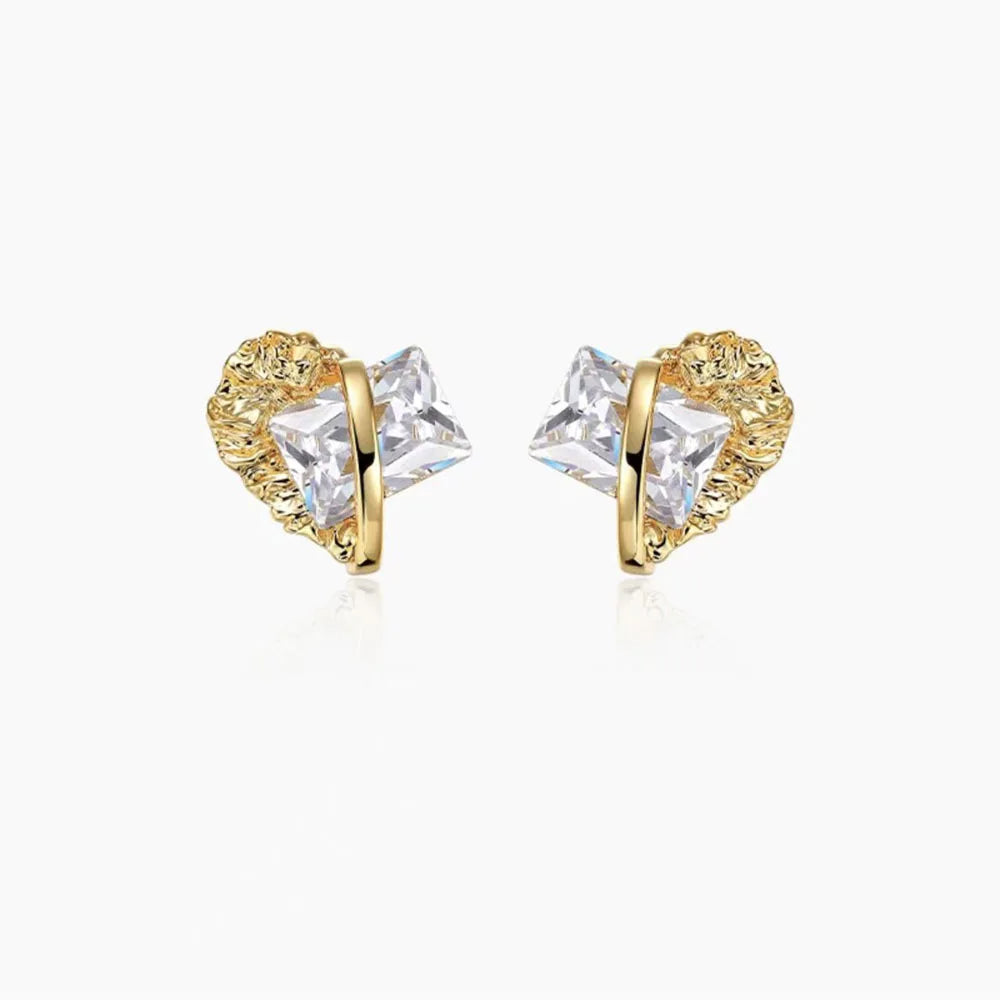 Geometric Zircon Earrings Irregular Metal Lava Rhinestone