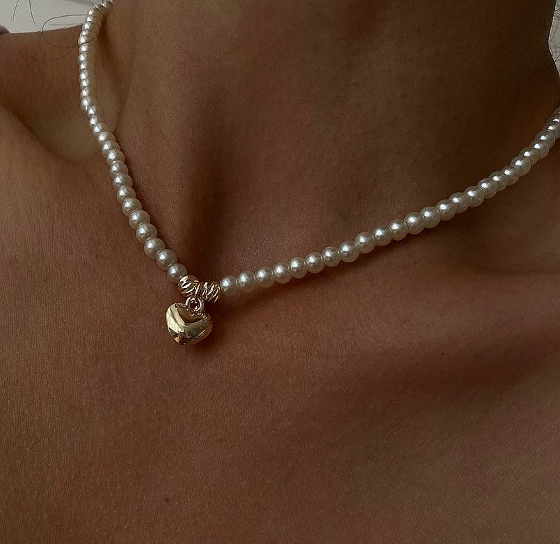 Pearl Heart Charm Necklace