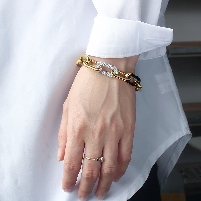 Crystal Stones Link Chain Bracelet