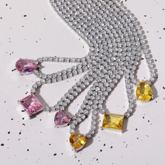 Teardrop / Heart Pendent Tennis Chain Necklace