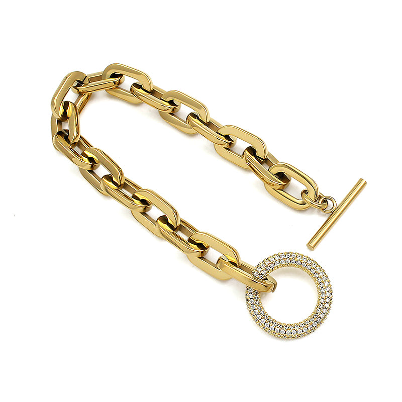 Round Crystal Rhinestones Links Chain Bracelet