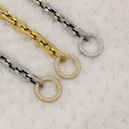 Round Crystal Rhinestones Links Chain Bracelet