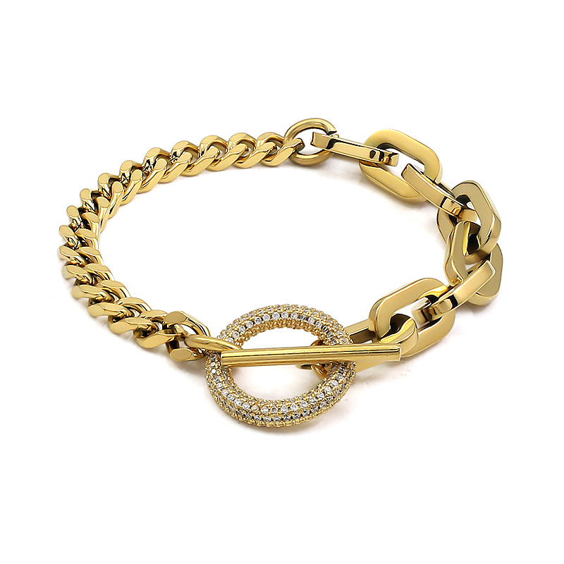 Round Crystal Rhinestones with mixed Links Design Chain Bracelet