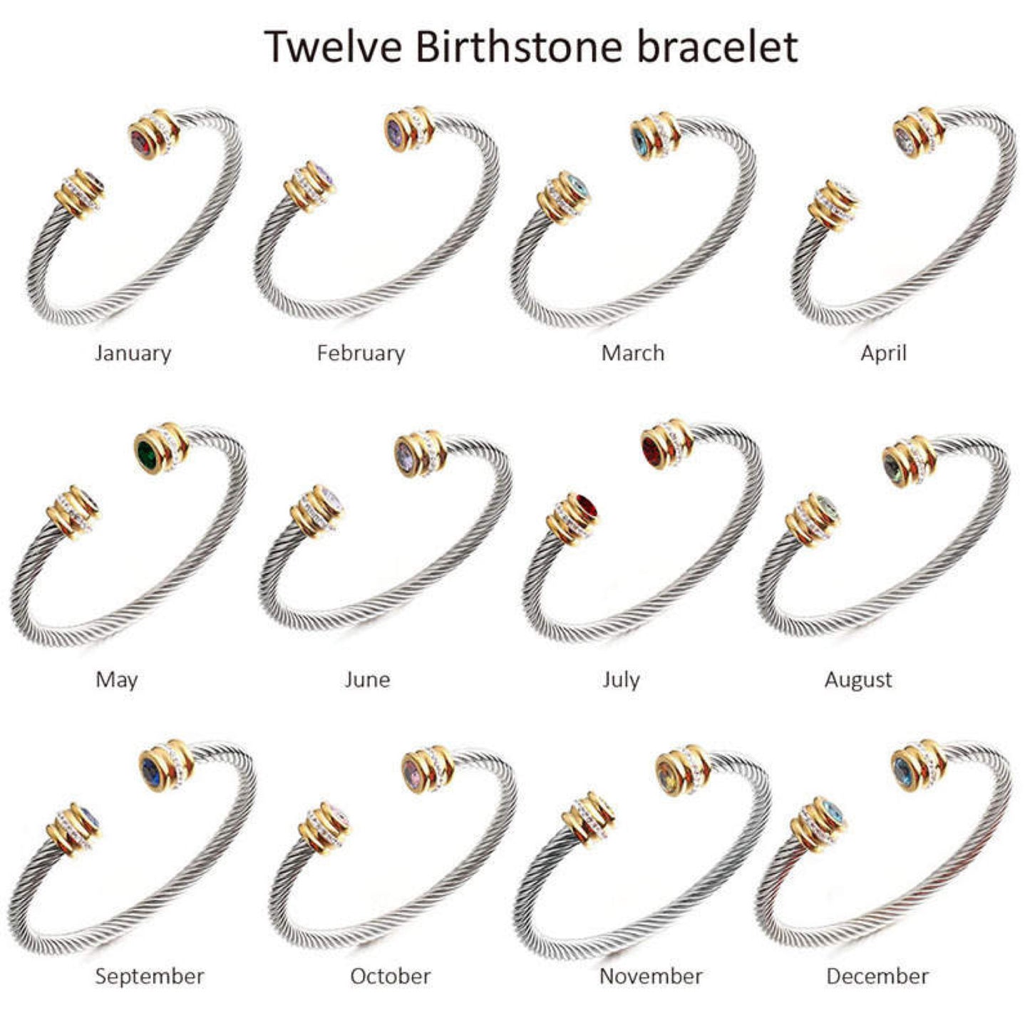 Birth Stone Bracelet Bangle