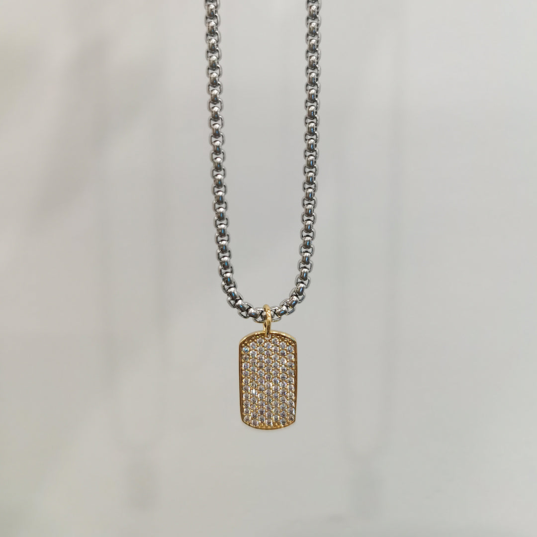 Brass Zircon Charm Necklace