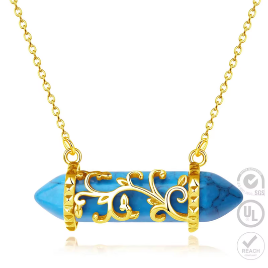 Healing Natural Stone with Arabic Design crystal pendant necklace