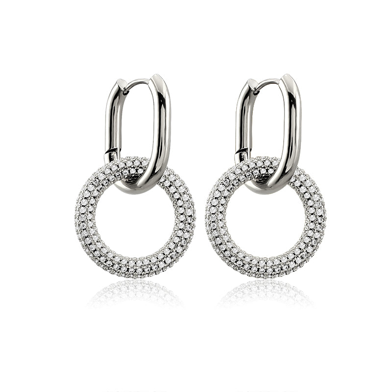 Round Crystal Rhinestones Earrings