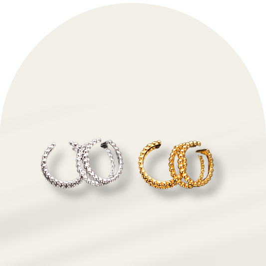 Twist Double layer round bead Ear Cuff (One Piece)