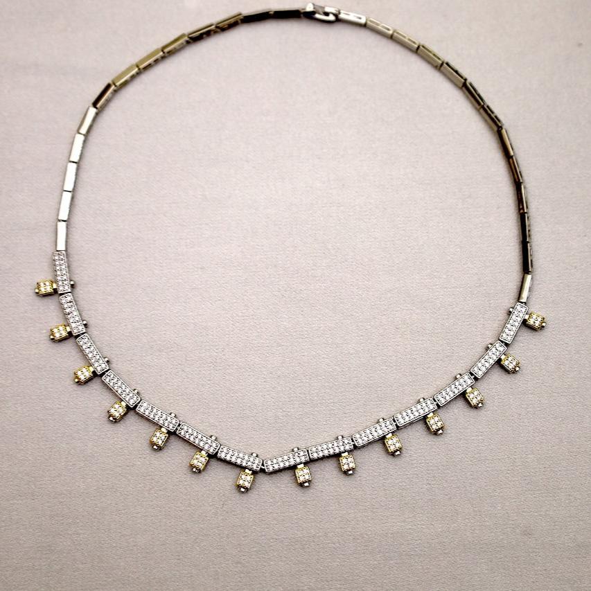 Two-Tone Crystal Encrusted Necklace