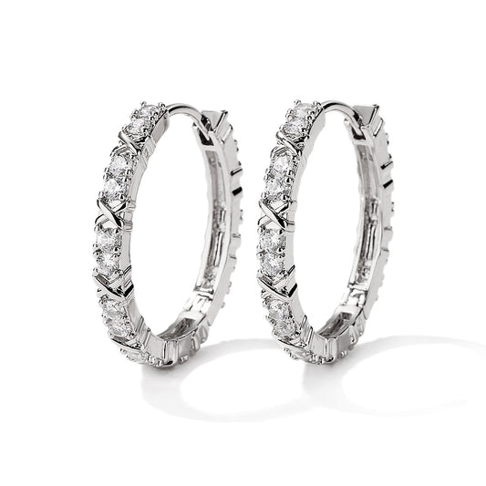 Luxury pattern hoop crystal Earrings