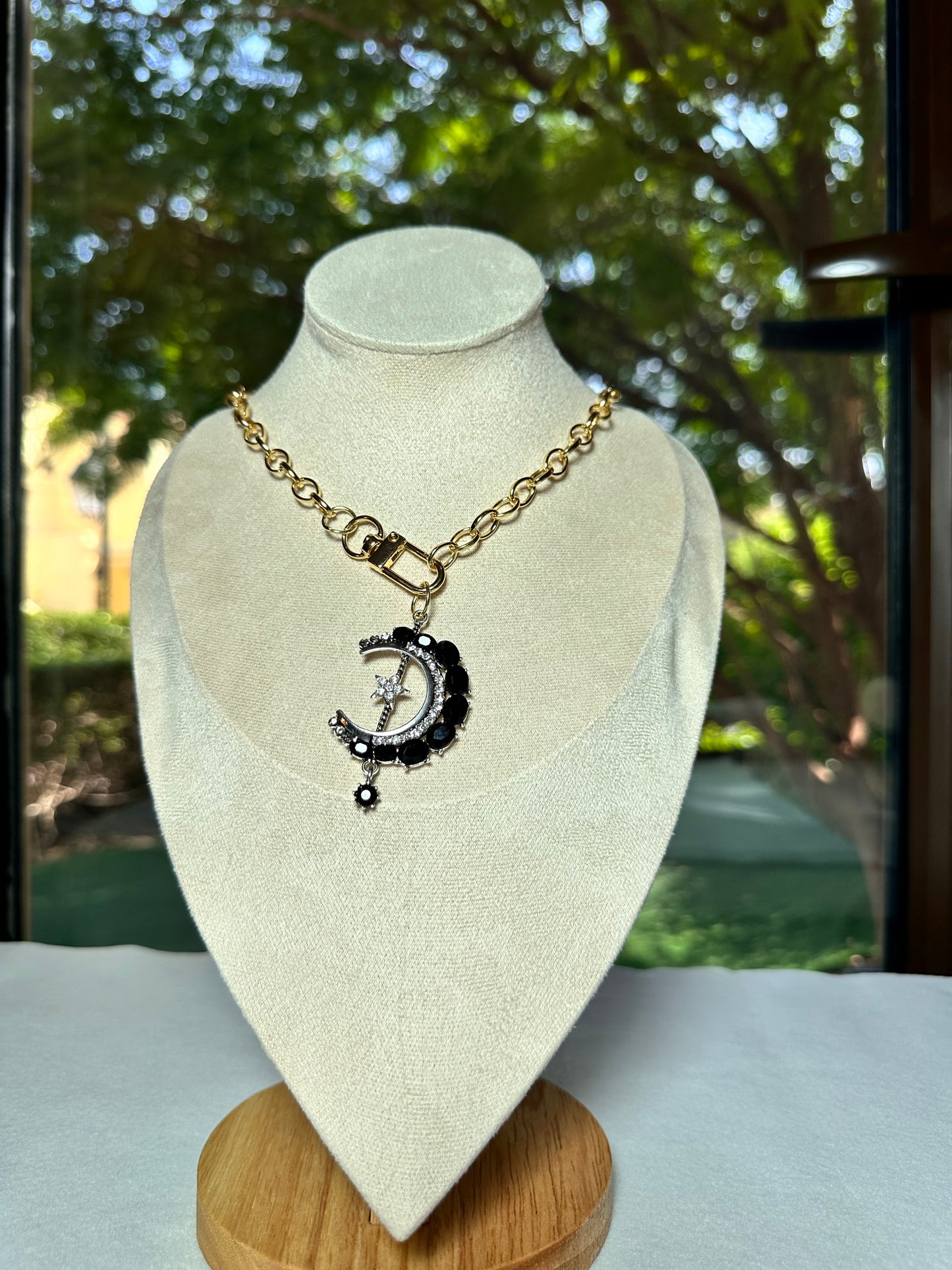 Black Luxury Moon Necklace