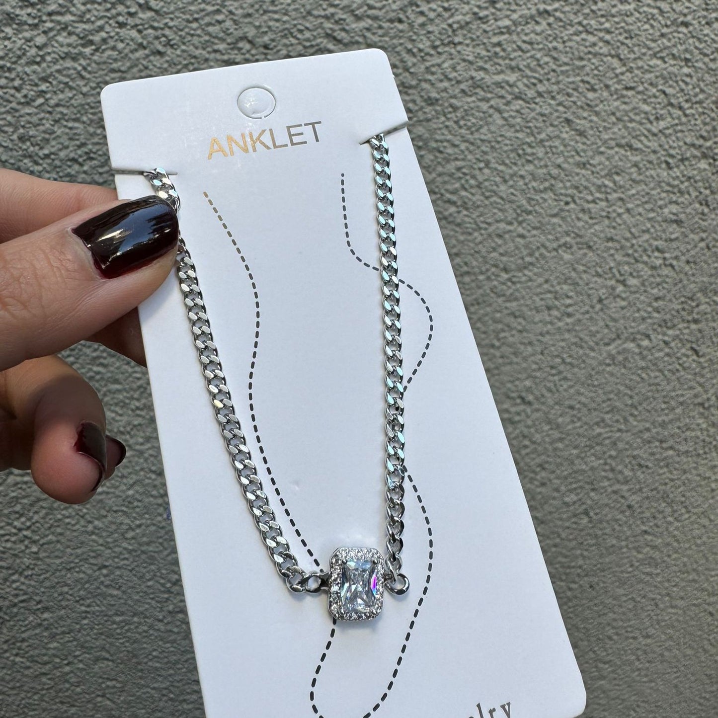 Radiant Square Crystal Anklets