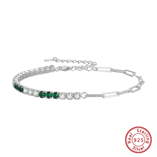 Thick Green 2mm Tennis AAAA Cubic Zircon Paperclip Chain Choker Bracelet