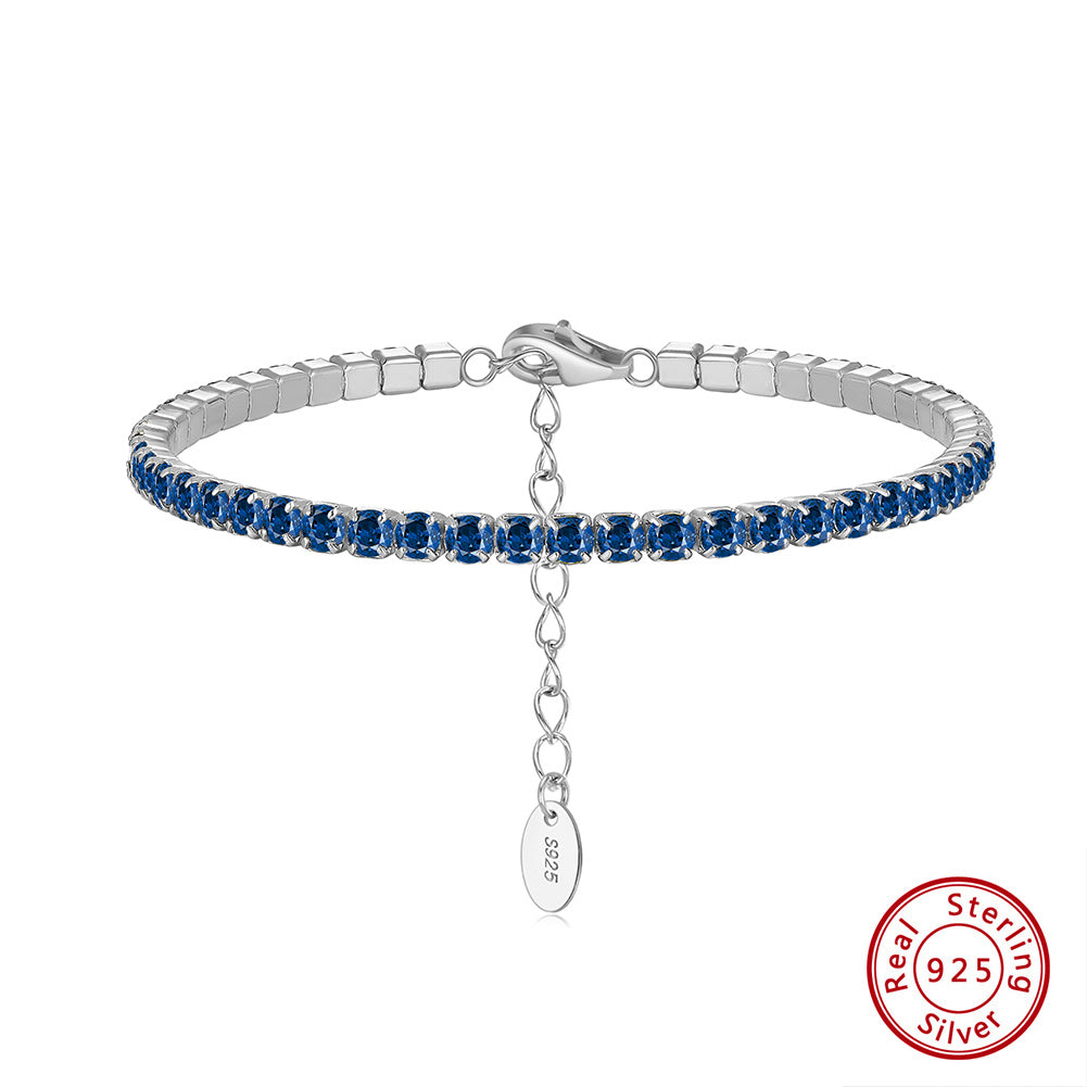 Tennis Cubic Zirconia AAAA Color Solid 3MM Bezel Setting Tennis 925 Sterling Silver Casting Adjustable Bracelet