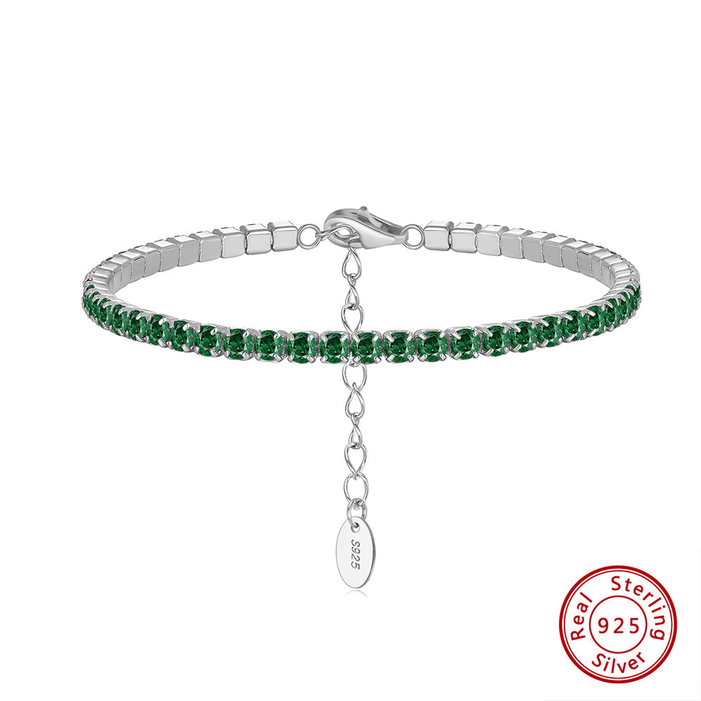 Tennis Cubic Zirconia AAAA Color Solid 3MM Bezel Setting Tennis 925 Sterling Silver Casting Adjustable Bracelet