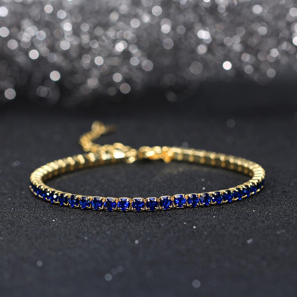 Tennis Cubic Zirconia AAAA Color Solid 3MM Bezel Setting Tennis 925 Sterling Silver Casting Adjustable Bracelet