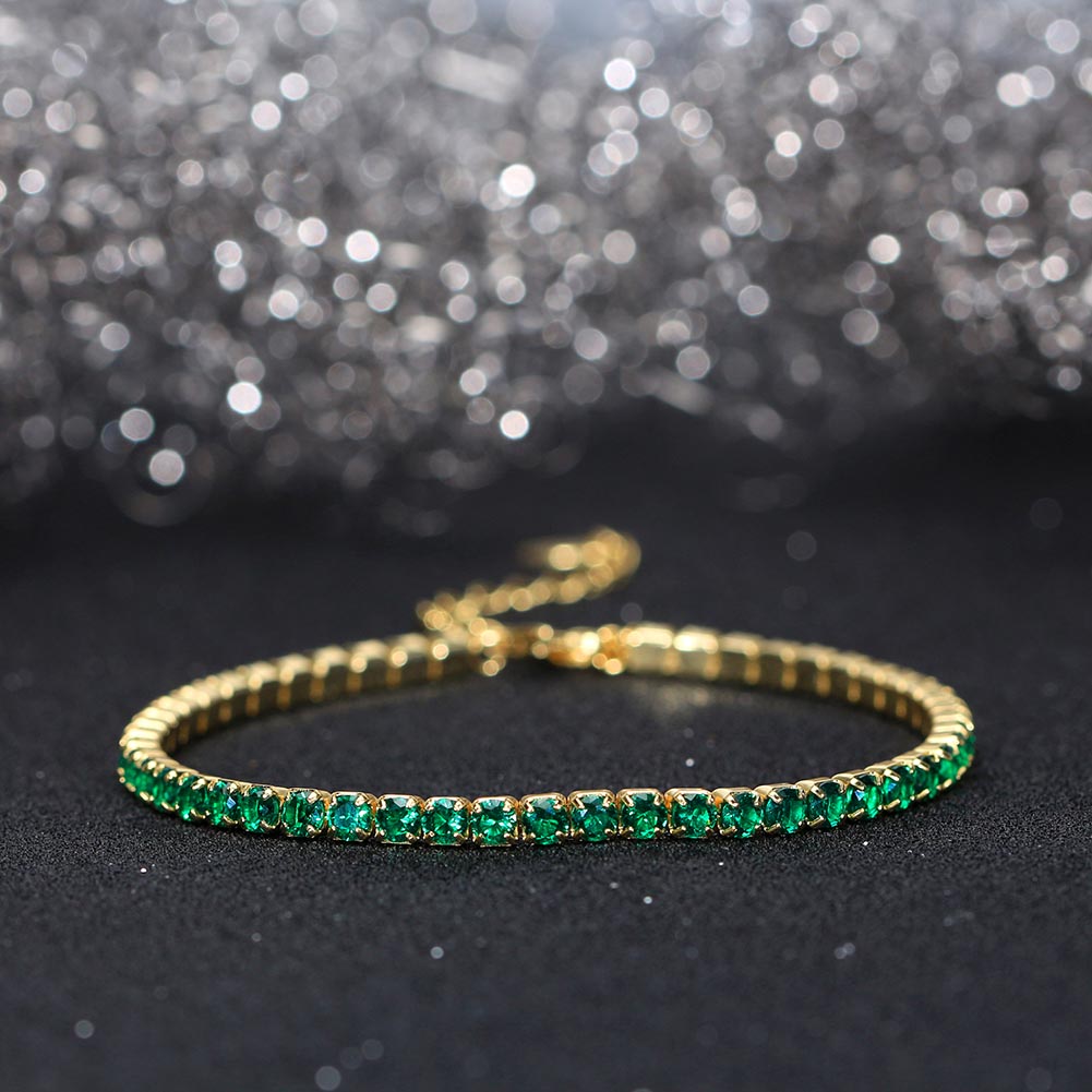Tennis Cubic Zirconia AAAA Color Solid 3MM Bezel Setting Tennis 925 Sterling Silver Casting Adjustable Bracelet