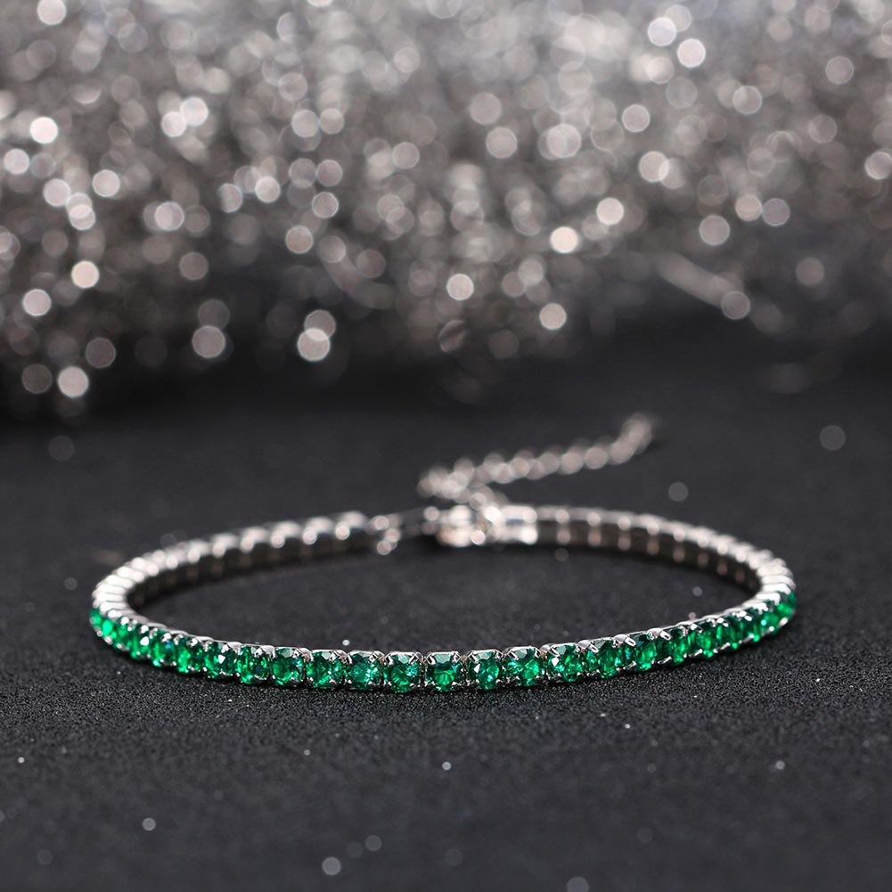 Tennis Cubic Zirconia AAAA Color Solid 3MM Bezel Setting Tennis 925 Sterling Silver Casting Adjustable Bracelet