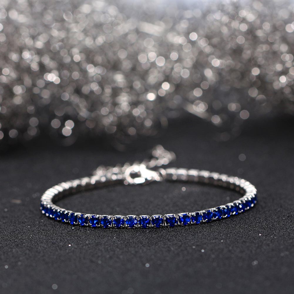Tennis Cubic Zirconia AAAA Color Solid 3MM Bezel Setting Tennis 925 Sterling Silver Casting Adjustable Bracelet