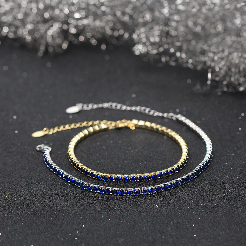 Tennis Cubic Zirconia AAAA Color Solid 3MM Bezel Setting Tennis 925 Sterling Silver Casting Adjustable Bracelet