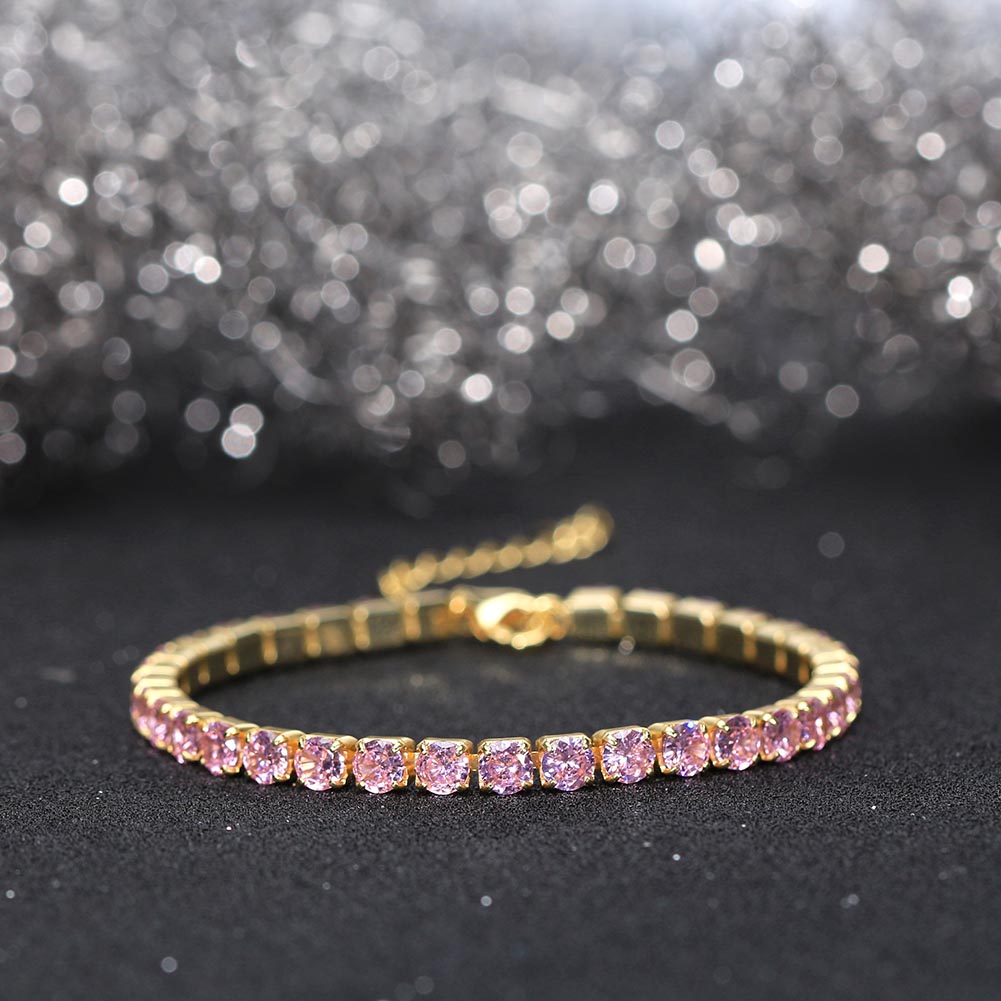 Tennis Cubic Zirconia AAAA Color Solid 4MM Bezel Setting Tennis 925 Sterling Silver Casting Adjustable Bracelet