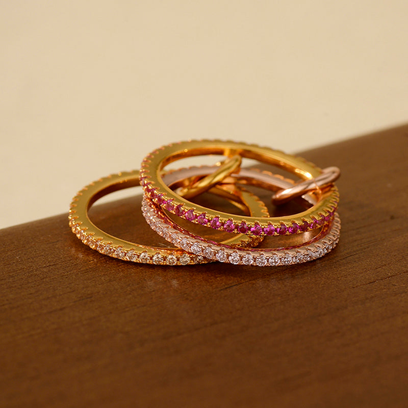 Symphony Stacks Ring - Three Layers Pink