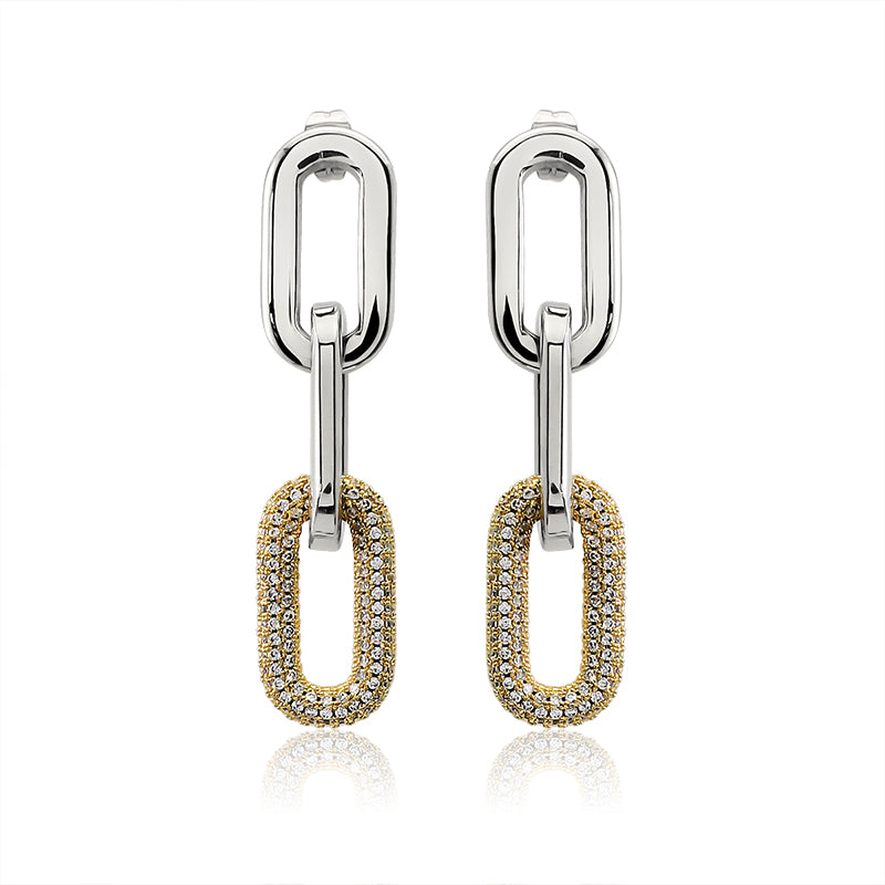 Crystal Stones Link Chain Earring