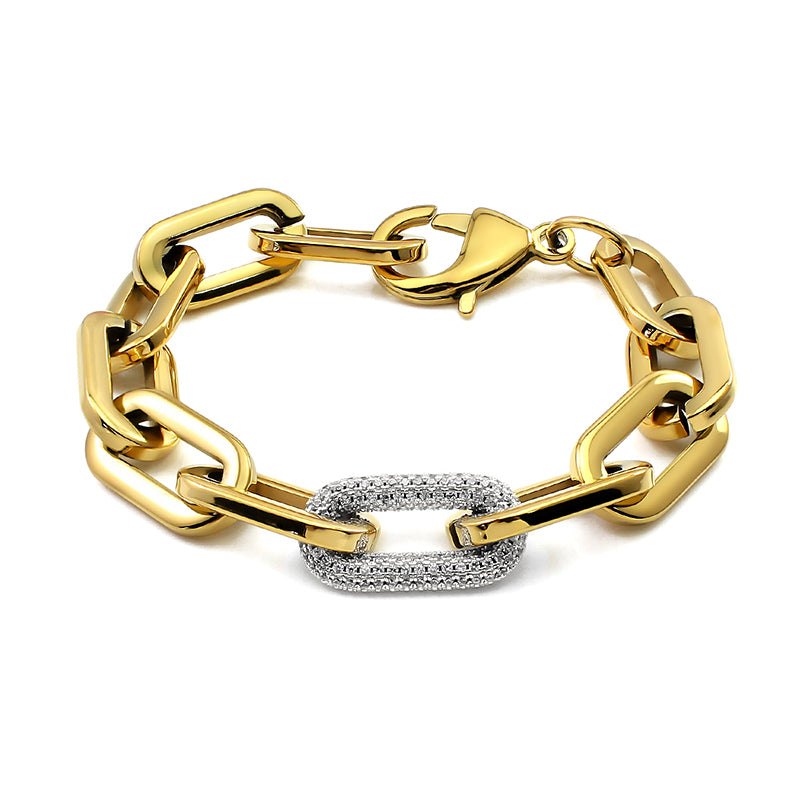 Crystal Stones Link Chain Bracelet