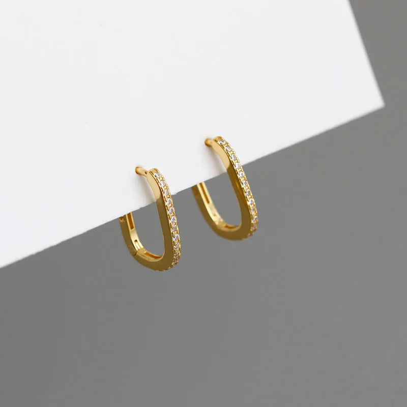 Tinny Zircon U Shape Geometric Hoop Earrings