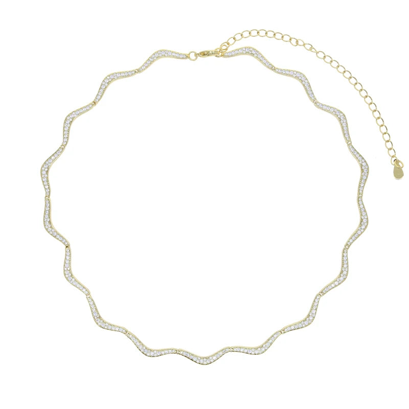 Wave Sparkle Choker Necklace