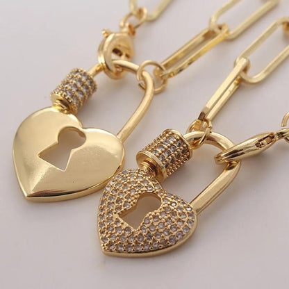 Open Heart Lock Pendant Necklace and Bracelets Set( 3 Pieces )
