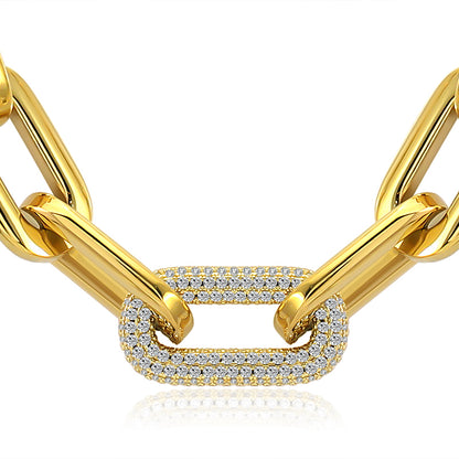 Crystal Stones Link Chain Necklace