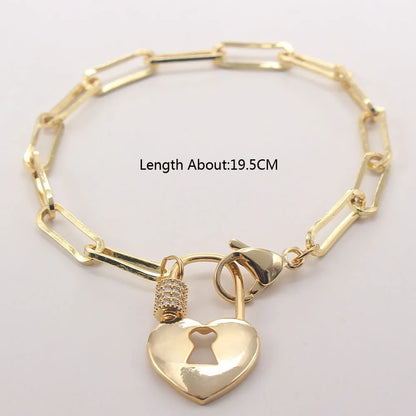 Open Heart Lock Pendant Necklace and Bracelets Set( 3 Pieces )